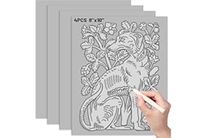 WSICSE 4Pcs Linoleum Blocks for Printmaking,8 x 10 Inch Linoleum Carving Tools Rubber Carving Blocks for Engraving Art Project Stamp Making