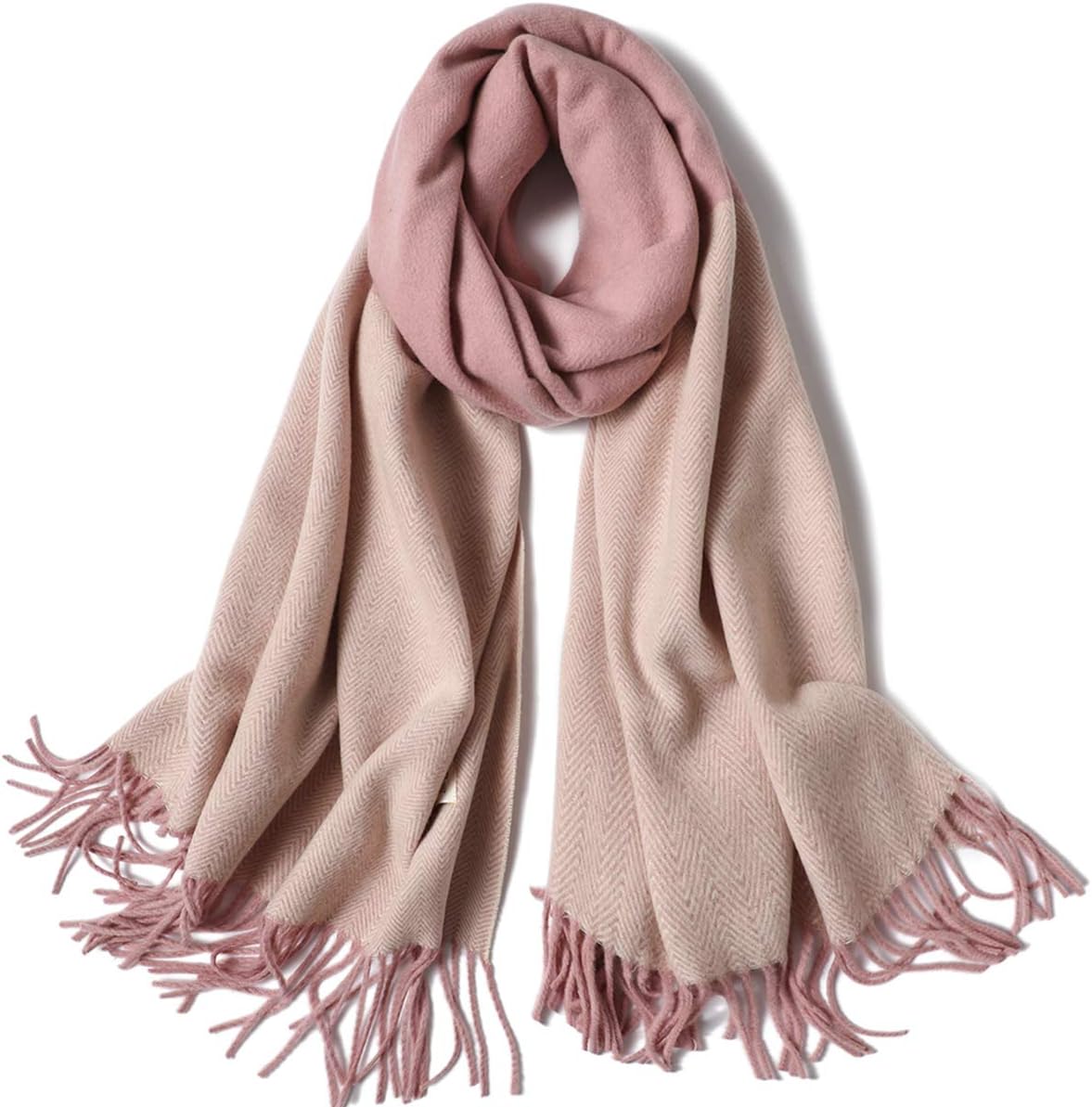 Womens Contrast Color Large Soft Cashmere Pashmina Shawls Wraps Scarf Winter Warm Tassel Shawl Scarves