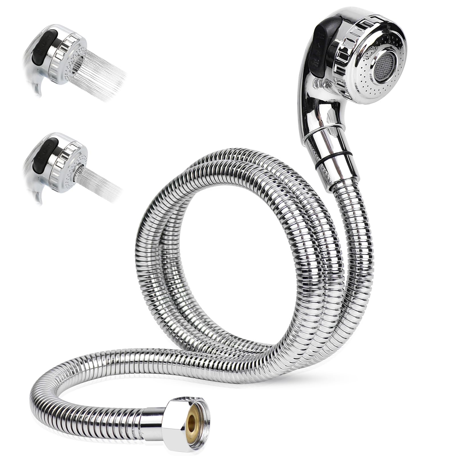 Photo 1 of ZKDAUSDO 1/2" Nut Shampoo Bowl Hose Sprayer Kit with Stainless Steel Salon Sink Hose Replacement for Beauty Salon Barber Shop Faucet Vacuum Breaker Kit, Dual-Mode Shampoo Bowl Sprayer Head