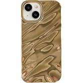 Caseative for iPhone 13 Case, Water Ripple Pattern Curly Wave Shape Soft Compatible with iPhone Case (iPhone 13,Gold)
