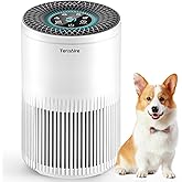 Air Purifiers for Bedroom Home, Air Purifier with PM 2.5 Air Quality Monitor Cover Up to 1235 Ft², Air Filter Cleaner with 5 mode Light, Sleep Mode, Timer, Fragrance Sponge for Smoke, Odor, Dander