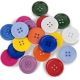 20 PCS 1 Inch (25mm) Buttons, Sewing Flatback Resin Button, Buttons for Sewing, Circle Big Button 4 Holes, Mixed Colors, for Sewing Craft, DIY (20)