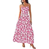 NOLLSOM Women's Summer Dress 2025 Casual Floral Boho Maxi Dresses Sleeveless Spaghetti Strap Long Beach Sun Dresses