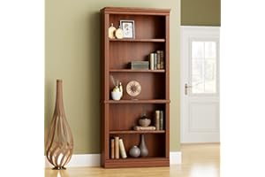 VICTONE 5-Shelf Bookcase, Wooden Standing Rack Book Storage Shelves Furniture Selection for Living Room, Bedroom, Home Office (Cherry)