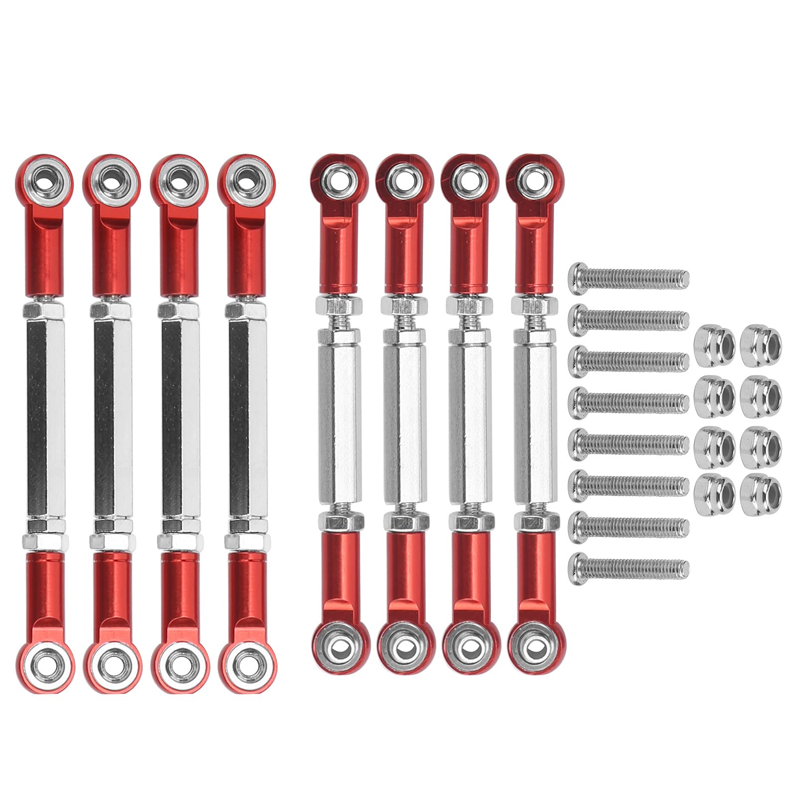 Servo Pull Rod, Metal Steering Pull Rod Set Servo Tie Rod Pull Rod RC Accessory Compatible for WPL/MN/Feiyu(red)