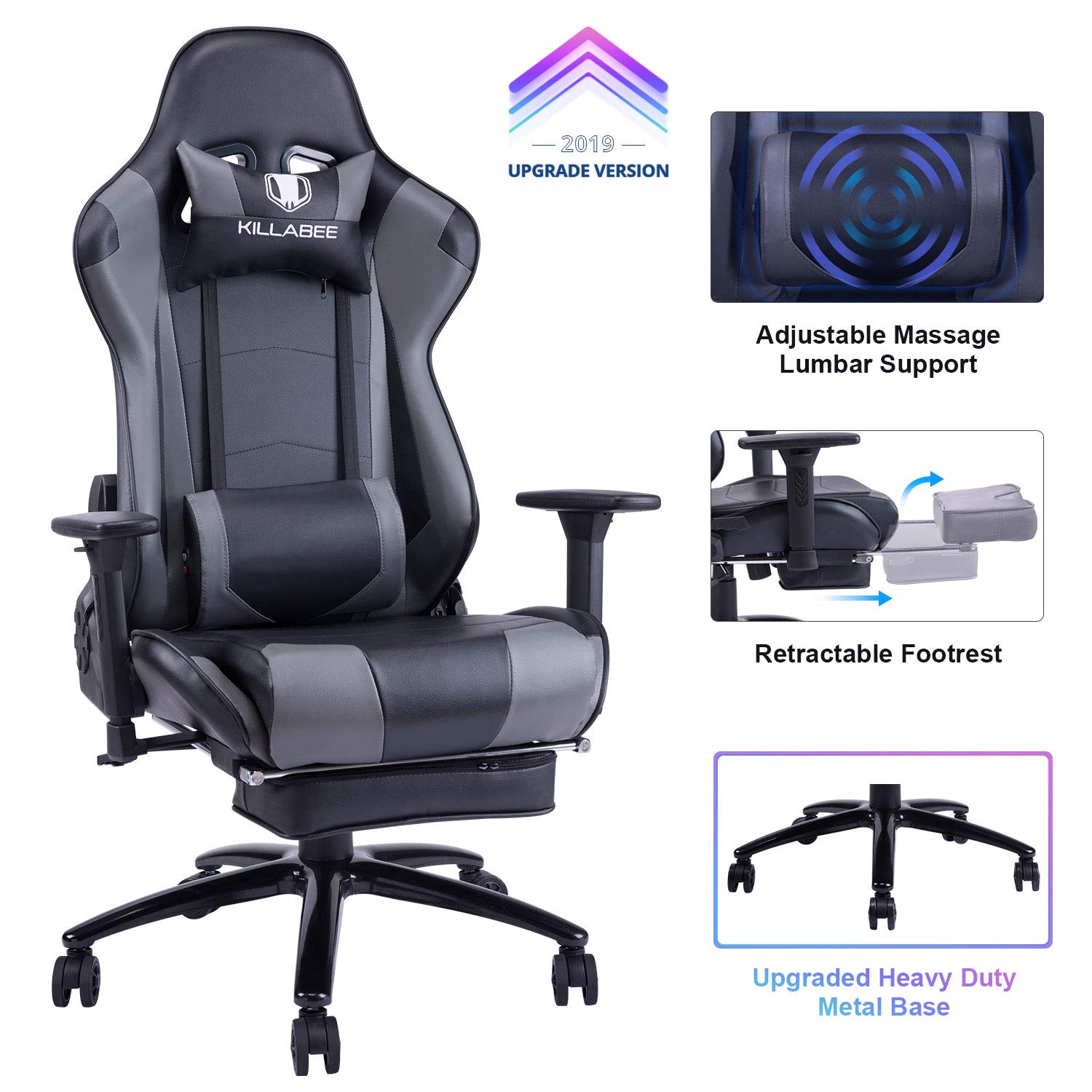 KILLABEE Big and Tall 350lb Massage Gaming Chair