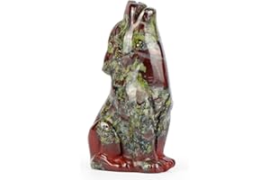 Dragonblood 2" Crystal Wolf Decor Hand Carved Healing Wolf Statue Gifts for Man or Women, Ornament Gemstone Pocket Animal Fig