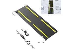 Albott Snow Melting Mats, Non-Slip Rubber Heated Mats Outdoor with Timer, Power Cord, Leakage Protection, Waterproof and Collapsible Heated Snow Mat for Stairs, Walkways, Roof, Garage, 20x60 (1 Pcs)