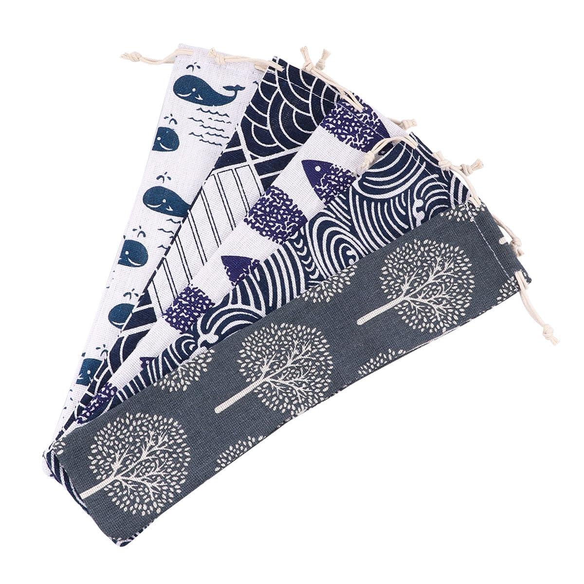 Healvian 5Pcs Cotton Drawstring Pouch Storage Bag for Reusable Straws and Portable Straw Carrying Case 10.2X2.4 Inch