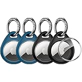 UNBREAKcable AirTag Holder for Apple - 4 Pack Air Tag Case [Fit Tightly Design] [Easy to Install] [Hold Securely] Waterproof TPU Protective Cover with Metal Keychain for Kids,Pet,Luggage,Backpack,Keys