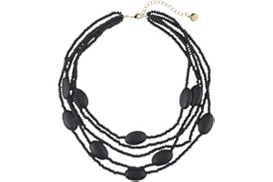 Coiris Multi Color 5 Layers Wood Beads Strand Statement Necklace for Women Chunky Collar (N0019)