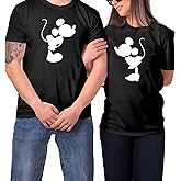 Matching Couple Shirts His and Hers with Kissing MM Design Man Women Husband Wife T-Shirts Outfits Valentine.