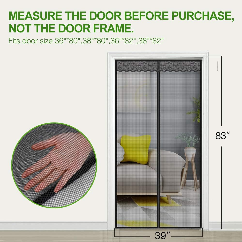 Fits Door Size up to 38 x 82 Max Black Screen Door KOMAKE