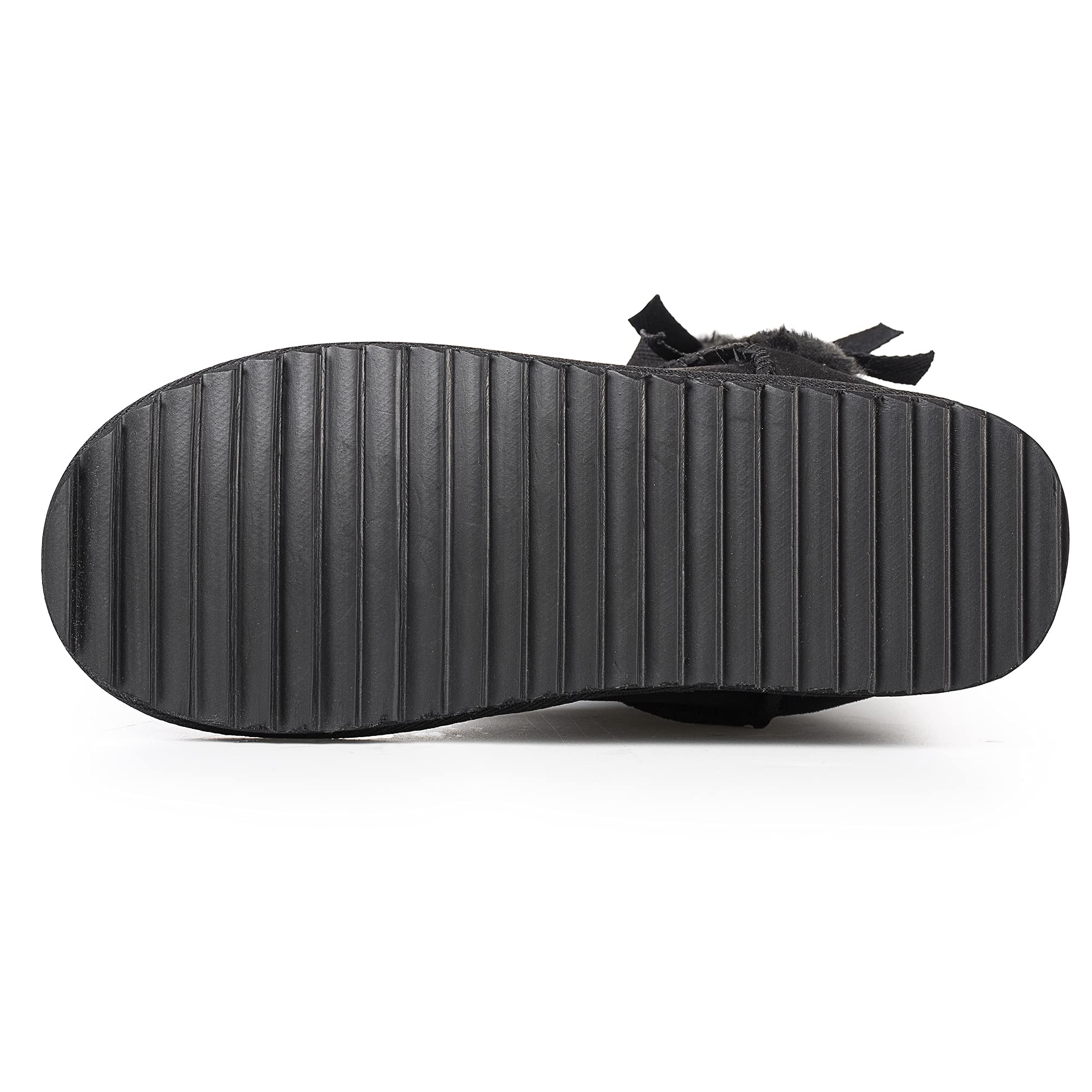 KRABOR Womens Suede Snow Boots Mid-Calf Winter Shoes with Side Bows