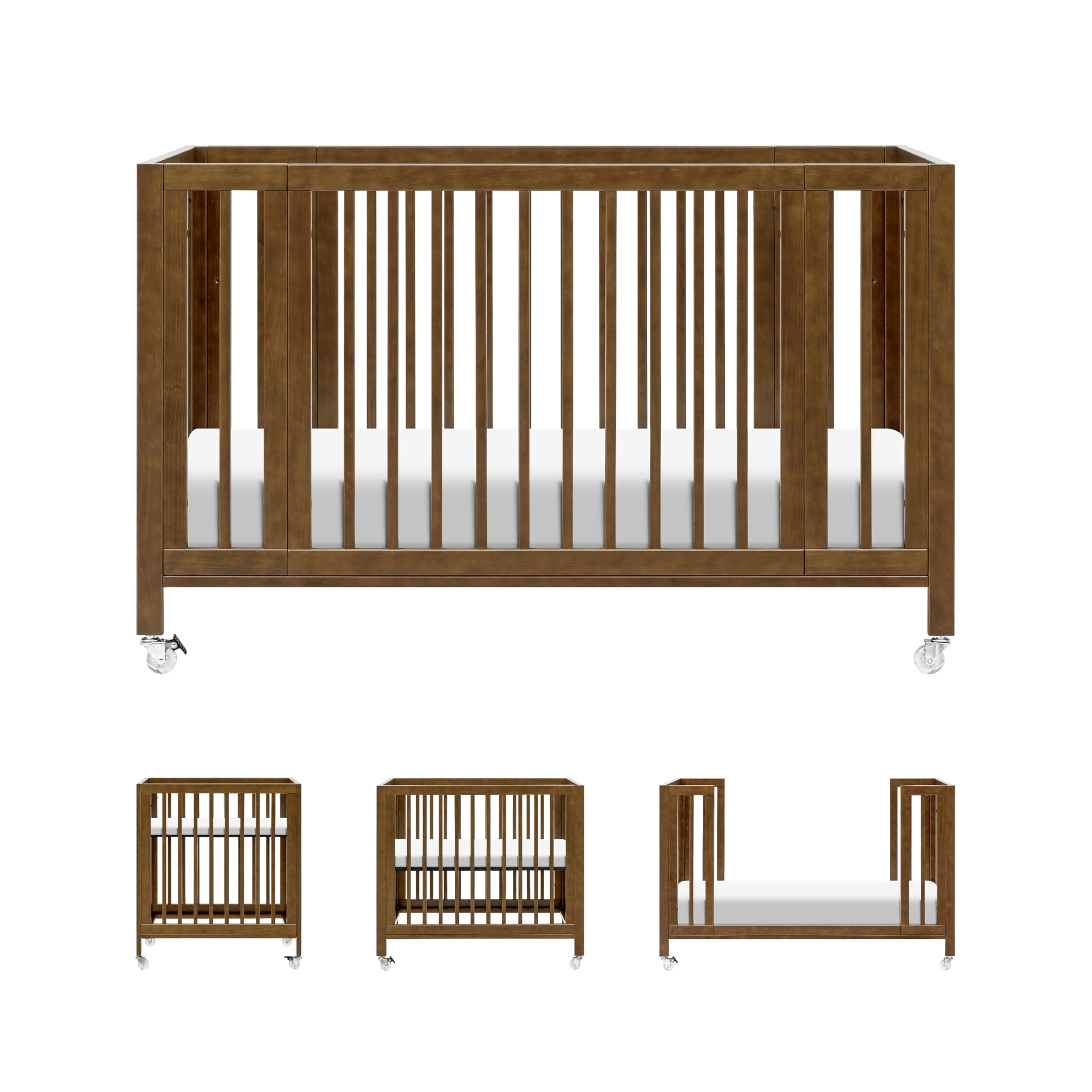 Photo 1 of [SOLD FOR PARTS] babyletto Rolli 9-in-1 Convertible Baby Crib w/Wheels - Includes Conversion Kits for Bassinet, Standard Crib, Toddler Bed, Daybed & Junior Bed - GREENGUARD Gold - 3 Adjustable Heights, Natural Walnut
