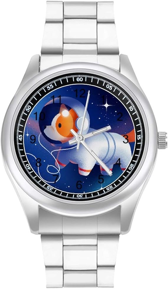 Amazon 腕時計 Watch 宇宙犬 犬柄 星空 ビジネス腕時計 クォーツ時計 スチールウォッチ 時計 プレゼント 高級感 メタル蝶ボタン メンズ レディース 合金 ステンレスバンド カジュアル 通勤 ビジネス ファッション おしゃれ メンズ腕時計 腕時計 通販