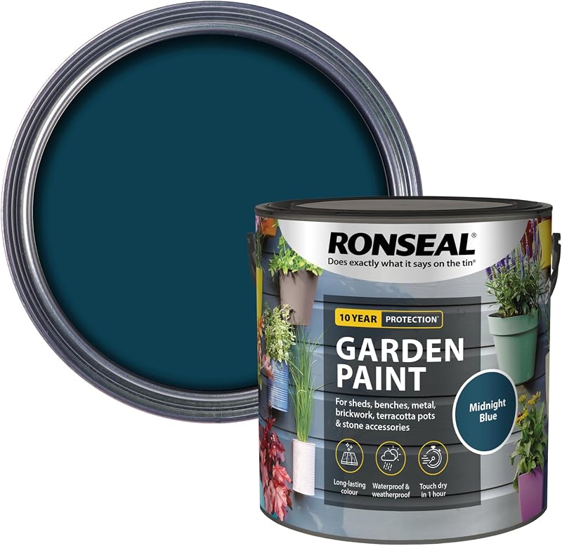 Ronseal Garden Paint Midnight Blue 2.5 Litre GPMB25L Rainproof 1h