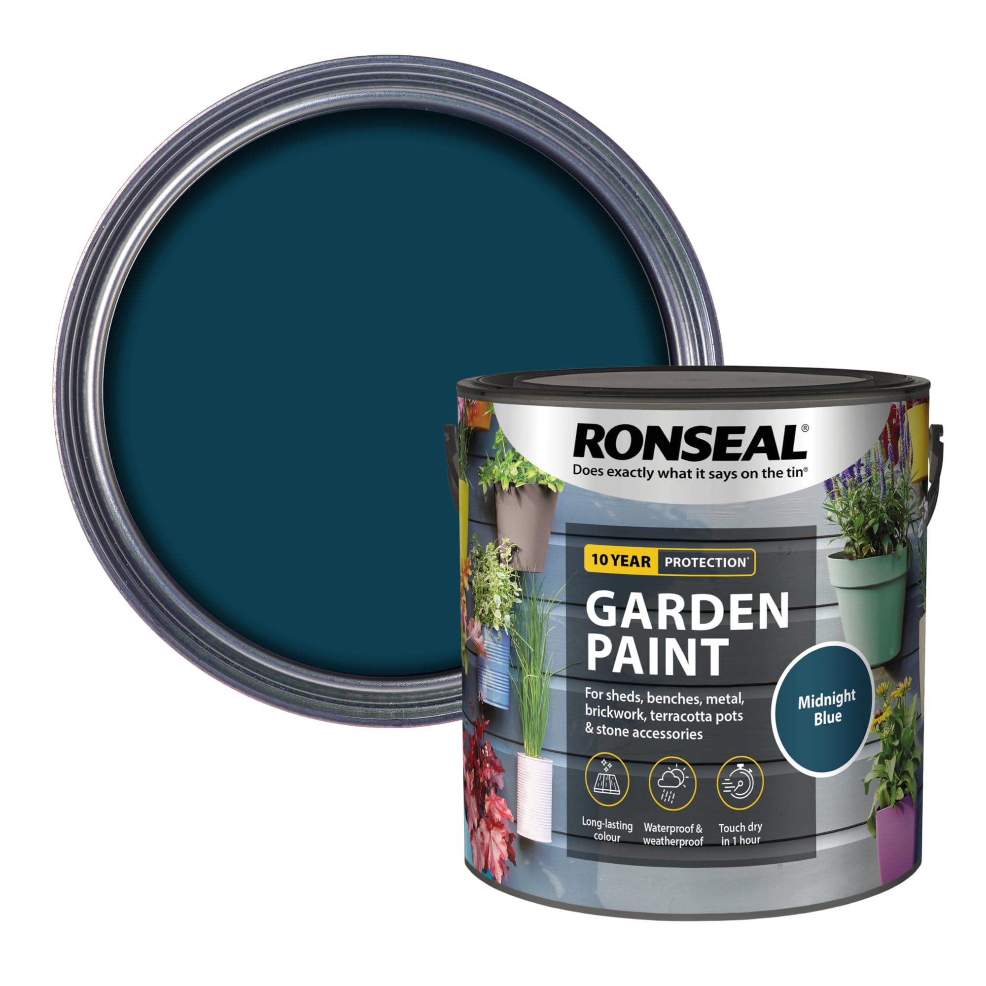 Ronseal RSLGPMB25L GPMB25L Garden Paint Midnight Blue 2.5 Litre