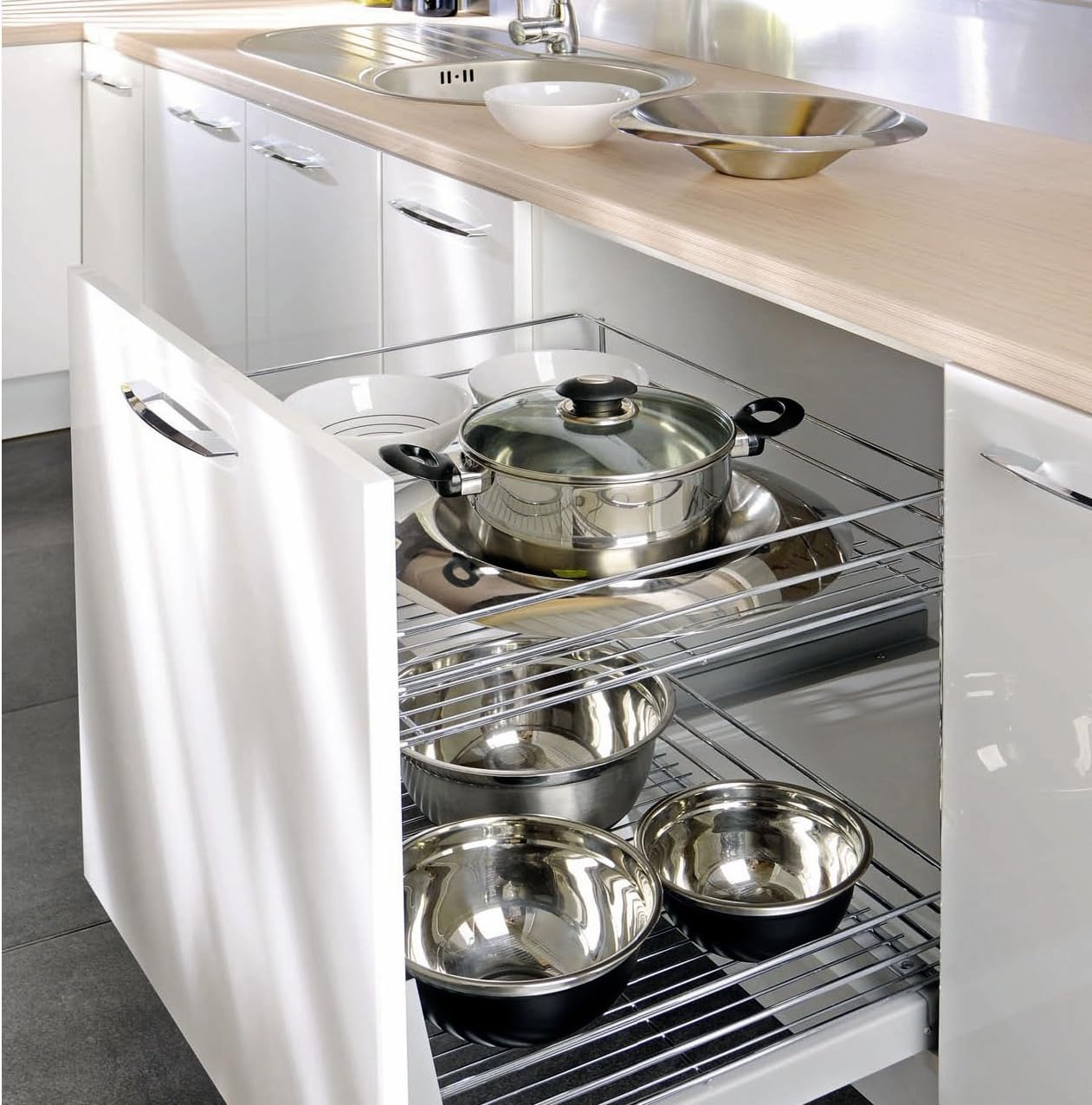 Armario de cierre suave armario de cocina con tirador modelo W-2311