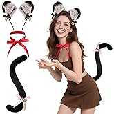 Chicingyou 3 Pcs Cat Costume Set Cat Ears Headband Tail with Bell and Bow Tie for Party Cosplay