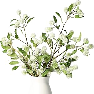 Melorca&Guilla Künstliche Pflanzen, 4 Stück, 90 cm, grüne künstliche Zweige für Vase, künstliche Pflanzen für Geschäft, Garten, Büro, Heimdekoration (4, weiße Orchideenfrucht)