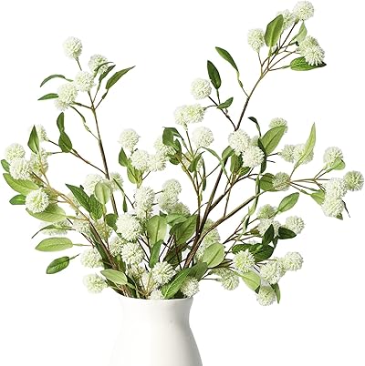Melorca&Guilla Künstliche Pflanzen, 4 Stück, 90 cm, grüne künstliche Zweige für Vase, künstliche Pflanzen für Geschäft, Garten, Büro, Heimdekoration (4, weiße Orchideenfrucht)