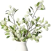 Melorca&Guilla Artificial Plants,4PCS 35.4" Green Faux Branches for Vase,Artificial Plants for Shop Garden Office Home Décor (4, White Orchid Fruit)