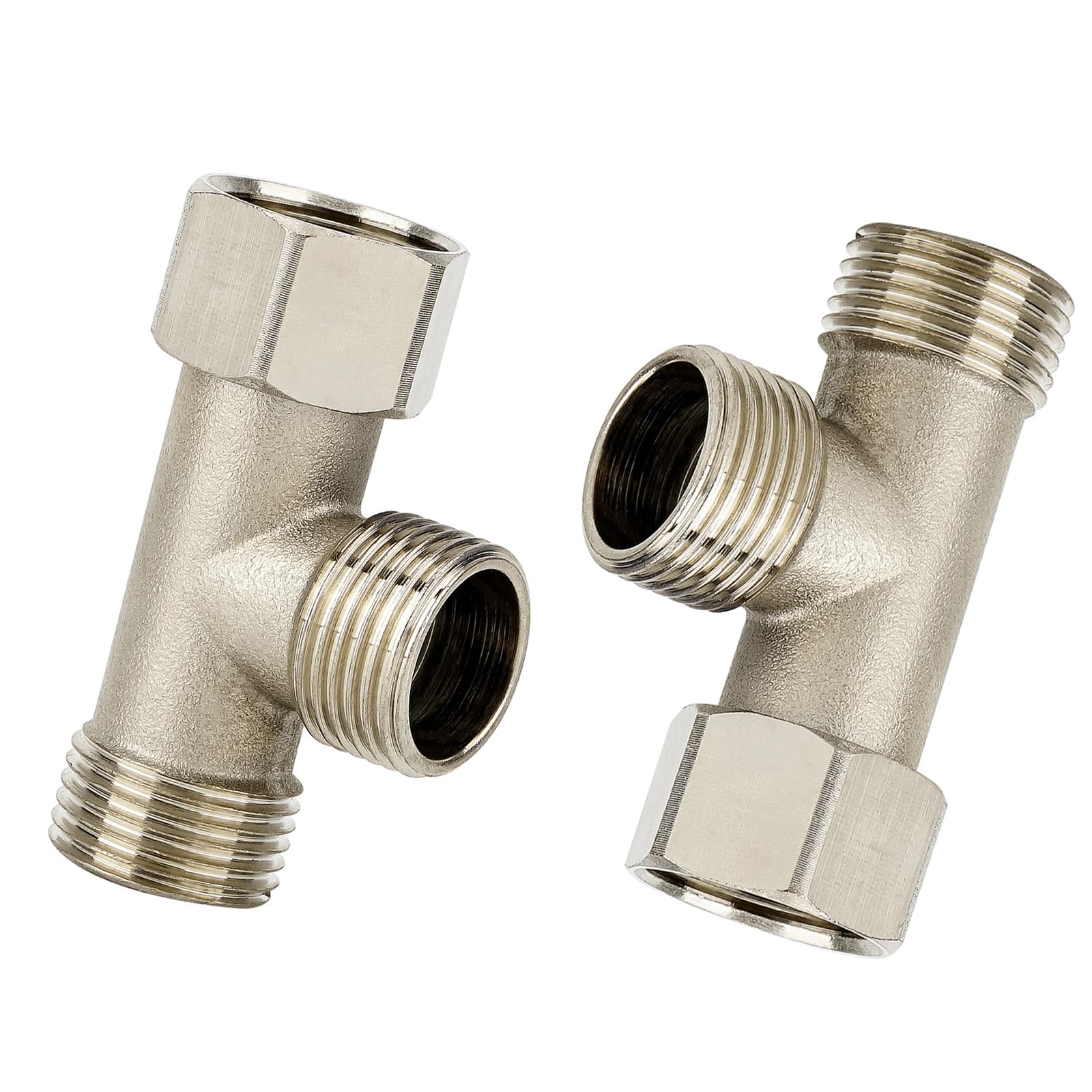 Photo 1 of 2Pack G3/8” Water Line Adapter Splitter Tee Valve, 3 Way Fridge Ice Maker Dishwasher Toilet Supply Line Connector Diverter Valve, Shower Hose Adapter, Brass Shower Arm Water Line Splitter