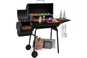 Royal Gourmet CC1830S BBQ Charcoal Grill and Offset Smoker | 823 Square Inch cooking surface, Outdoor for Camping | Black
