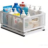 Slide-Out Storage Baskets W9.4"xD11.8"xH6.1" Rustproof Carbon Steel pull out Organizers with Super Strong Adhesive for Home Kitchen Drawers, Shelves, Cabinets