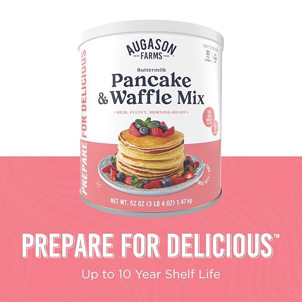 BUTTERMILK PANCAKE AND WAFFLE MIX CAN EMERGENCY FOOD SUPPLY, 33 SERVINGS, 10 YEAR SHELF LIFE – WAFFLE AND PANCAKE MIX JUST ADD WATER, INSTANT BREAKFAST FOOD