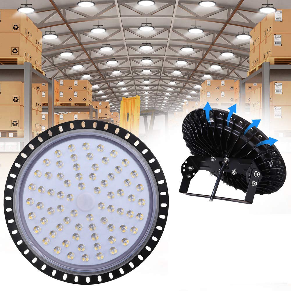 LED UFO High Bay Light Industrial lamp 300W, WZTO 5000LM 6000-6500K SMD 2835 LED Warehouse Lighting with Cold White Beam Angle 120 ° for Ceiling Lights, Hall Lighting, Workshop Lighting