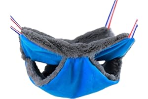 neolun Rat Ferret Cage Hammock Bedding Small Pet Cage Accessories Toy Double-Layer Hammock Bedding for Hamster Guinea Pig Rat Ferret Chinchilla Playing Sleeping(Blue)