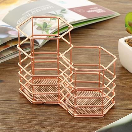 ZYLX Rose Gold Hollow Pen Pen Pot Pot Holder Pinceles de Maquillaje