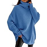imesrun Womens Turtleneck Oversized Sweater Batwing Chunky Pullover Sweater Casual Fall Loose Knit Jumper Top