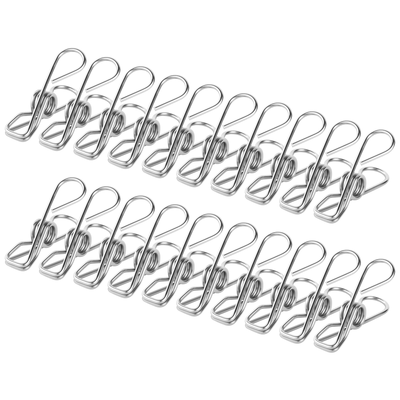 Vicloon Clothes Pegs Chip Clips, 100 Pcs Stainless Steel Clip Pin, 4.5CM Strong-Grip Metal Laundry Clips for Washing Line, Clothes Sock Hanger, Kitchen, Office