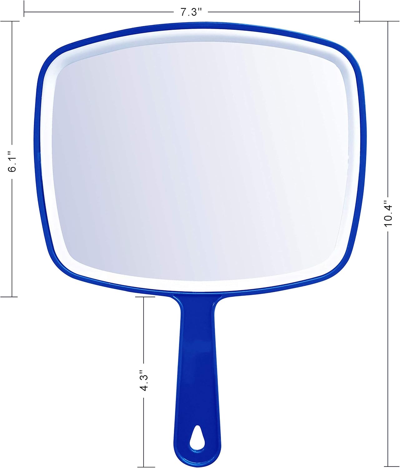Generies Hand Mirror,Extra Large Handheld Mirror with Handle, Makeup Mirror,Salon Barbers Hairdressers Hand Mirror,Wide Angle 7.3″W×10.4″L,Blue: Furniture & Decor