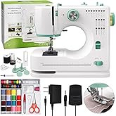 Mini Sewing Machine for Beginners with 32 PCS Threads Kit,16 Built-In Stitches, Multifunctional Portable Sewing with Foot Pedal Small Sewing Quilting Machine for Mending