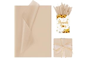 Larcenciel 100 Sheets Kraft Brown Tissue Paper, Vintage Tan Gift Wrapping Tissue Paper for Gift Bags Packaging, Rustic Boho A