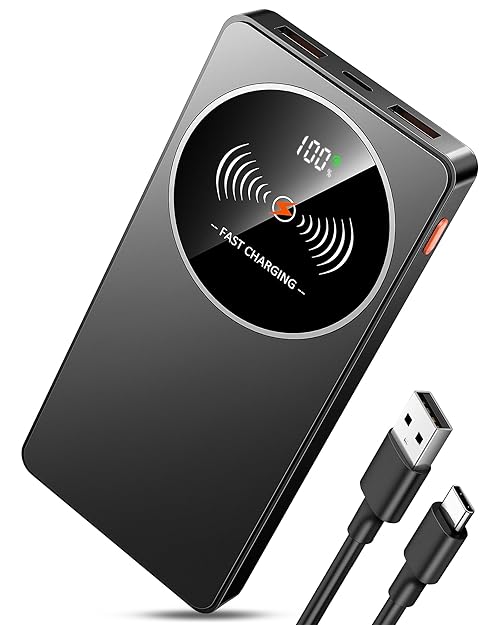 Power Bank Fast Charging 10000mAh, PD3.0 QC4.0 22.5W Portable Charger USB C Input & Output, Powerbank with LED Display, Battery Pack Compatible with iPhone17/16/15/14/13/12, Samsung, Android, Black