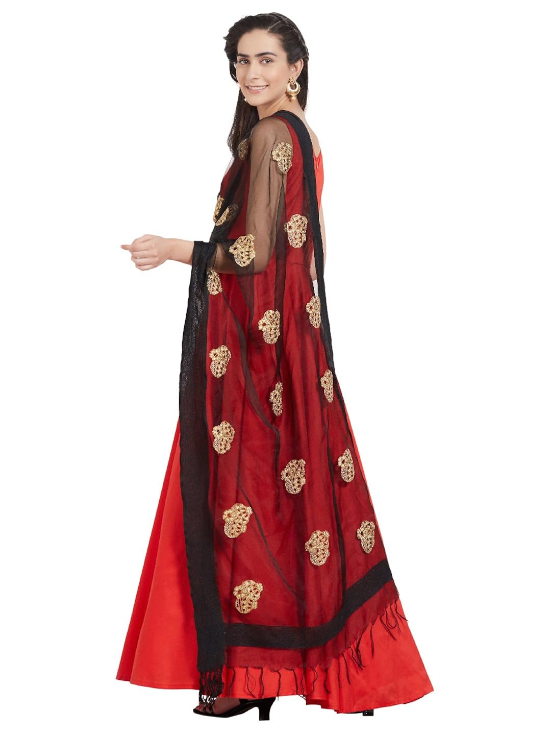 dupatta bazaar woman's gold embroidered organza jute border dupatta