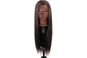 WEIRAN Mannequin Head with 80% Human Hair for Hair Styling Practice 26-28 Inch Straight Hair Training Head for Cosmetology Barber Hairdresser Students and Professionals (606-4#)
