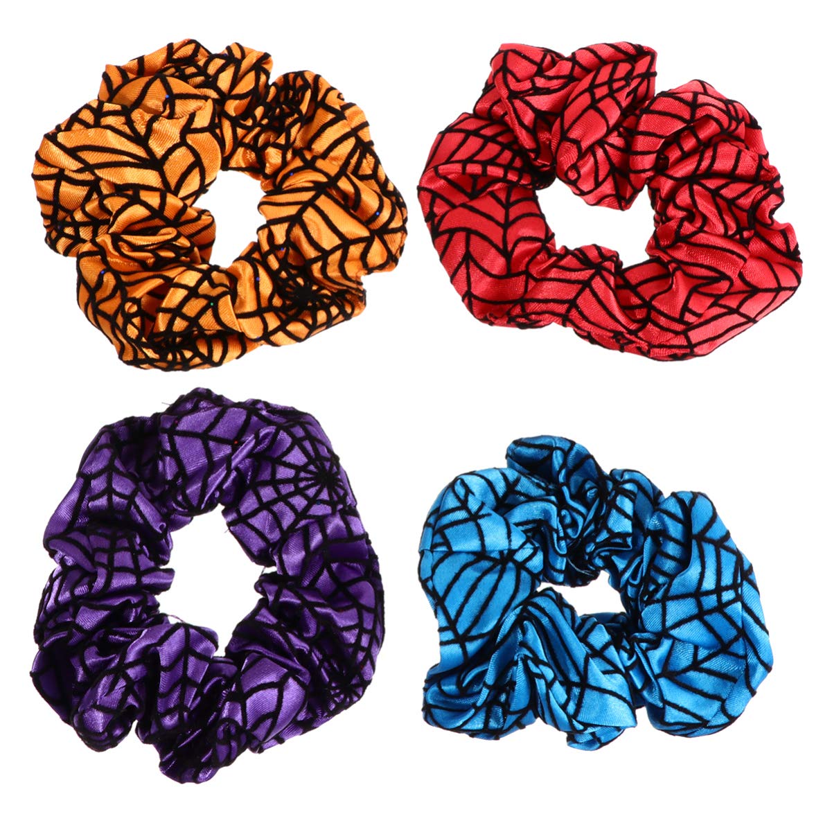 Lurrose 4pcs Halloween Scrunchie Spiderweb Pattern Scrunchie Hair Scrunchies Elastics Hair Bands for Halloween Stretchy Women Girls Hair Accessories