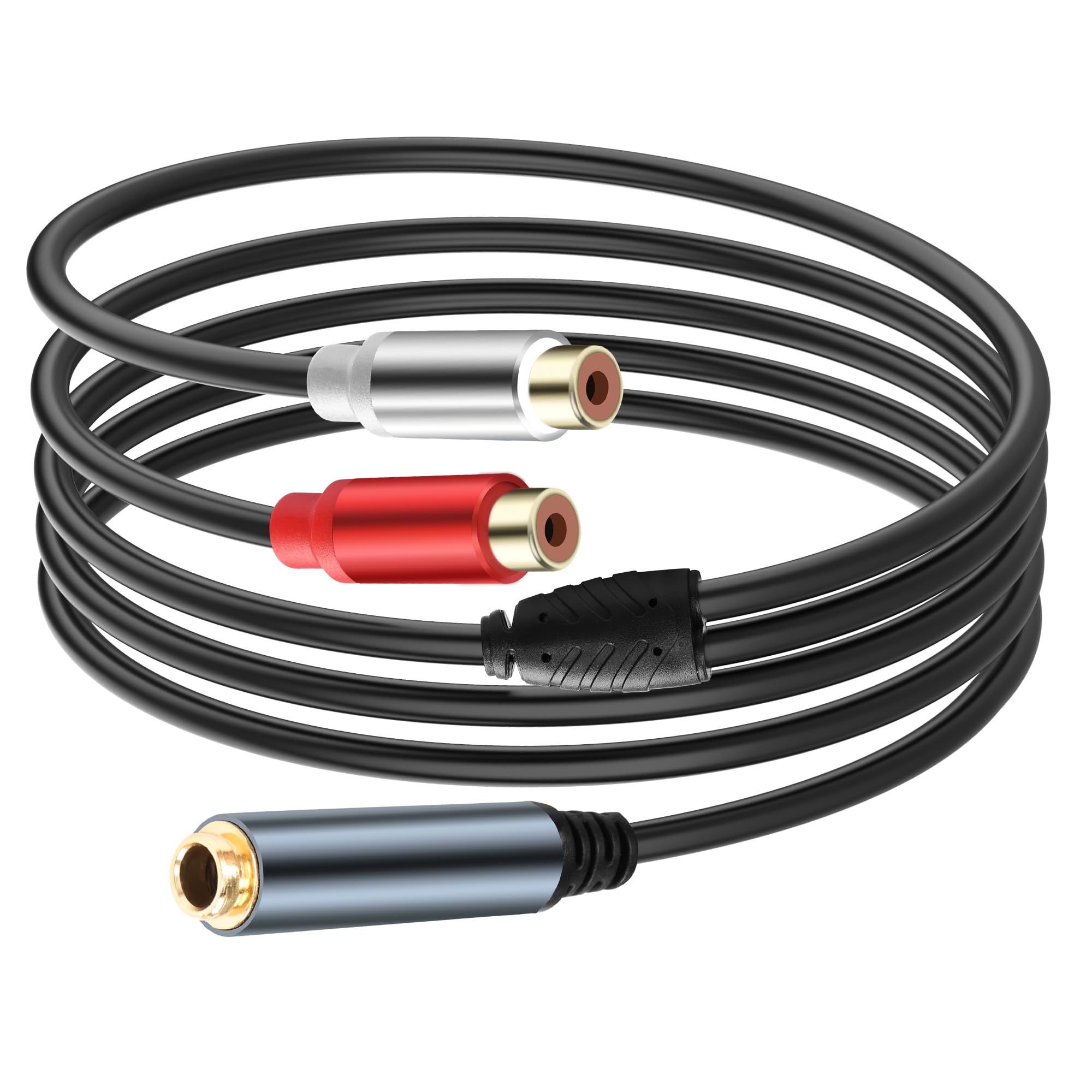 JSADZKJ 6.35mm to 2 RCA Audio Cable Dual RCA Female to 1/4 "TRS Female Jack Connector Audio Speaker Cable Gold-plated 6.35mm 1/4 inch TRS Stereo to 2 RCA Phono Audio Cable 5.9FT