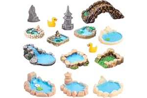 Purple Star Fairy Garden Pond 15 Pack Mini Pond for Fairy Garden Accessories Outdoor Small Ponds Miniature Figurines Zen Gardens Terrarium Decor Little Statues Valentines Day Gift Brown