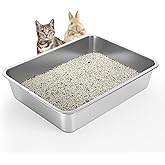 WENBOKMIN Stainless Steel Cat Litter Box - Litter Box for Cats - Easy to Clean, Never Absorbs Odor, Stains, or Rusts - Silver (17.7" L x 13.5" W x 4" H)