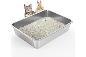 WENBOKMIN Stainless Steel Cat Litter Box - Litter Box for Cats - Easy to Clean, Never Absorbs Odor, Stains, or Rusts - Silver (17.7" L x 13.5" W x 4" H)
