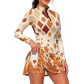 Suhoaziia Womens Golf Dress with Built in Shorts Pockets Tennis Athletic | Long Sleeve, Polo Collared, Lightweight, Quick Dry, Moisture Wicking, Suitable for Golf Courses, Workout, Sports, Pickleball