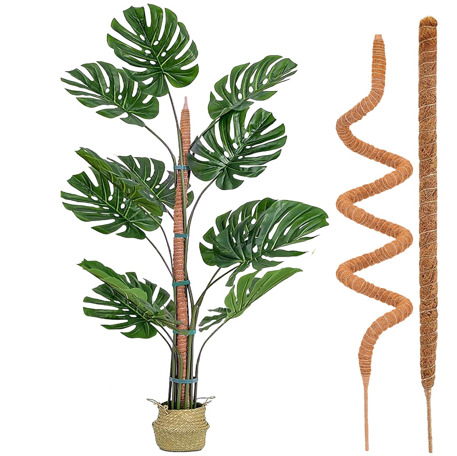 Moss Pole for Monstera,2 Pack 25 In/48 In Plant Supports for Indoor Plants,Bendable Plant Stakes Moss Poles for Potted Indoor Climbing Plants (60cm+120cm)