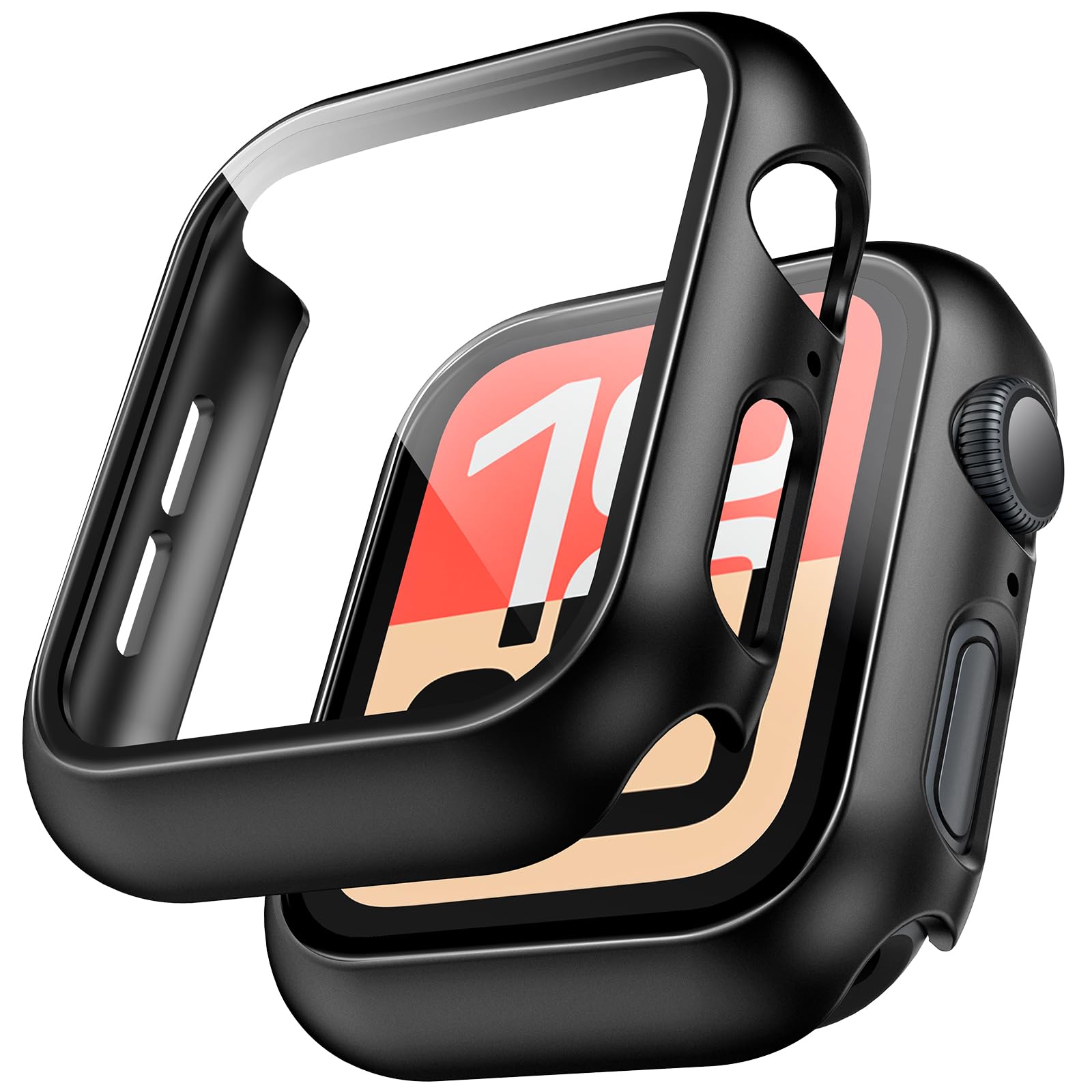 TAURI 2 Pack Hard Case for Apple Watch SE 3 /Series 6/5/4 /SE 40mm with 9H Tempered Glass Screen Protector, [Touch Sensitive] [Full Coverage] Slim Bumper Protective Cover for iWatch 40mm - Black — image 1
